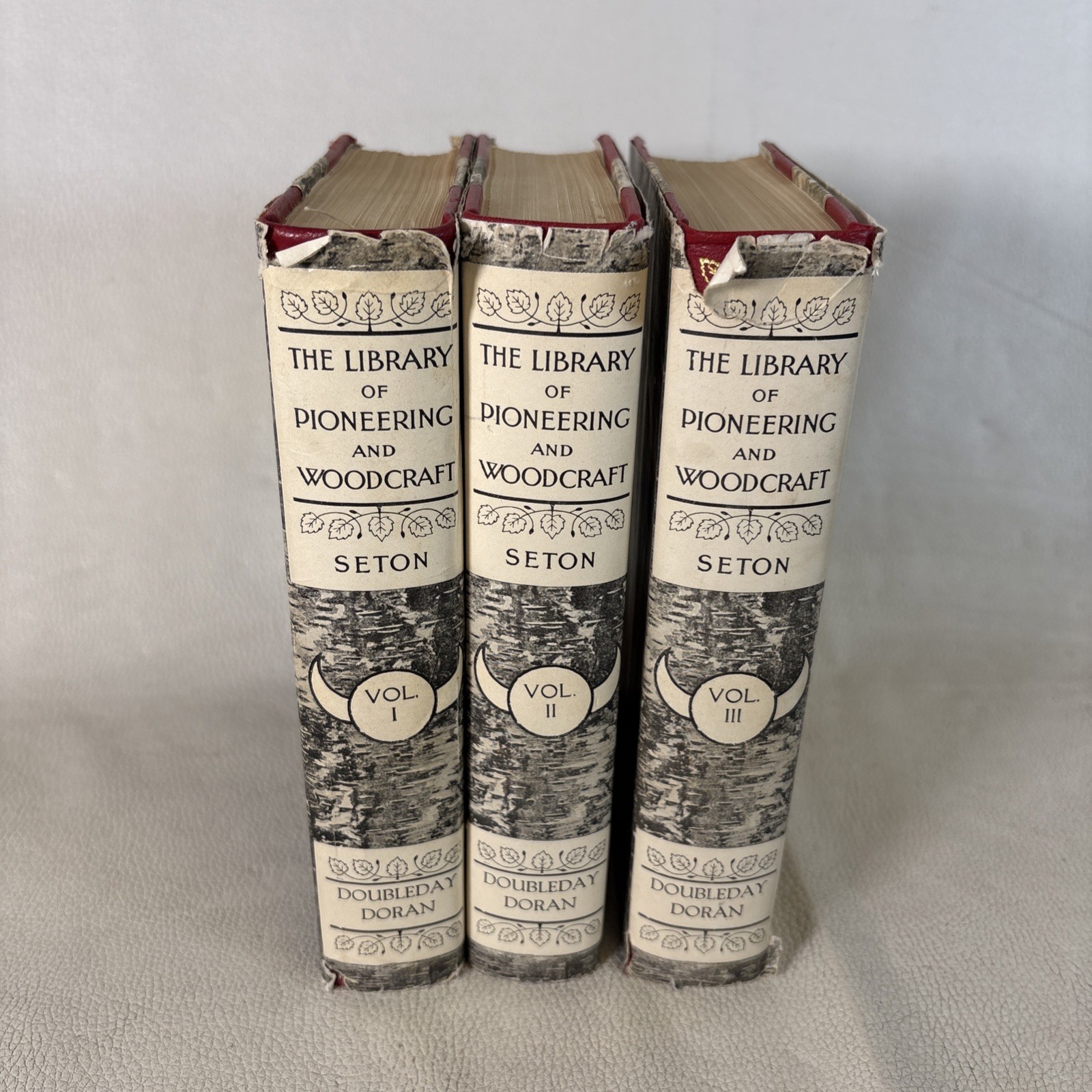 Vtg Vol. 1-3 Animals & Birds, Craft, Hiking -HC- DJ ERNEST THOMPSON SETON 1926