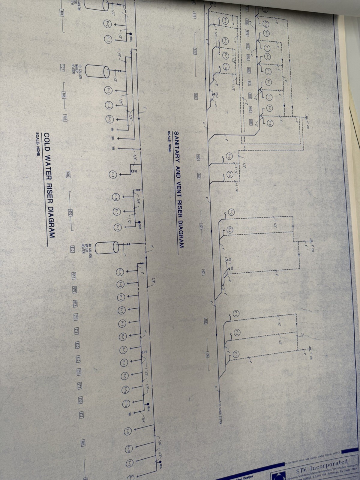 Vintage 1996 USPS post office Blueprint Set – Collegeville, Pa architectural