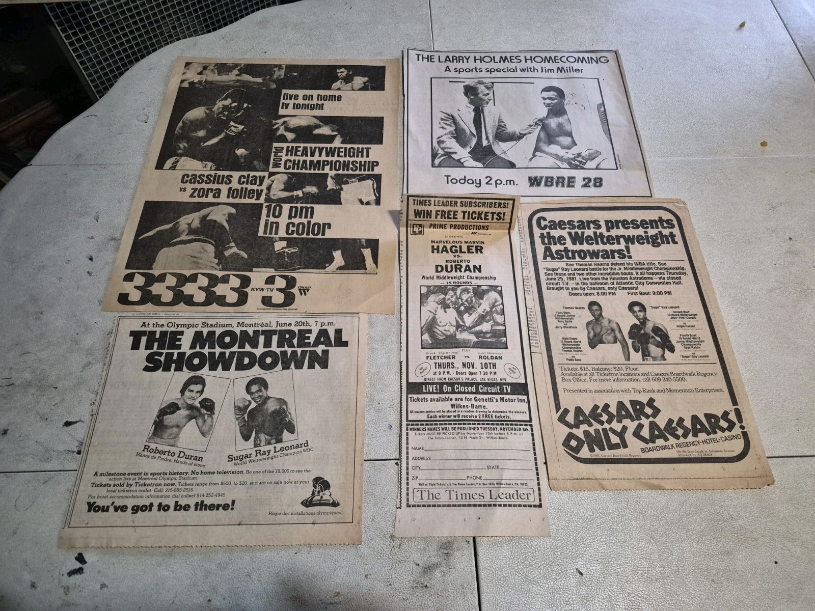Lot of 18 Vintage Newspaper clipping Boxing ads, 1970s- 80s.