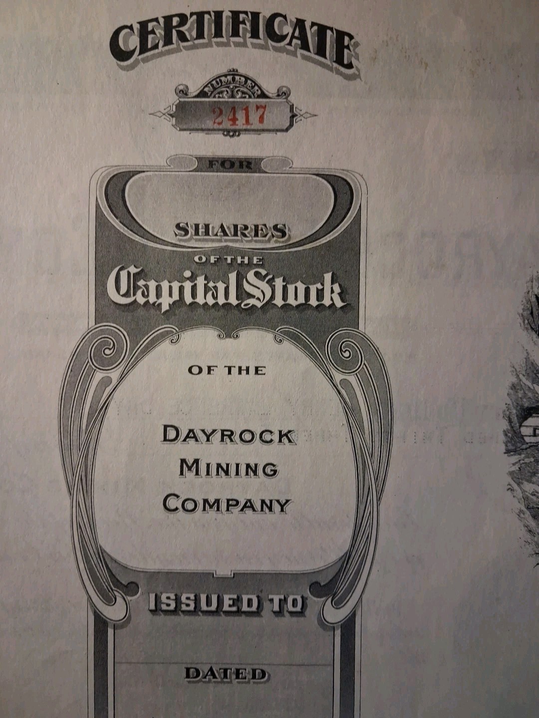 ORIGINAL 1900’s WONDER DAYBREAK MINING CO GOLDFIELD NEVADA STOCK CERTIFICATE Unc