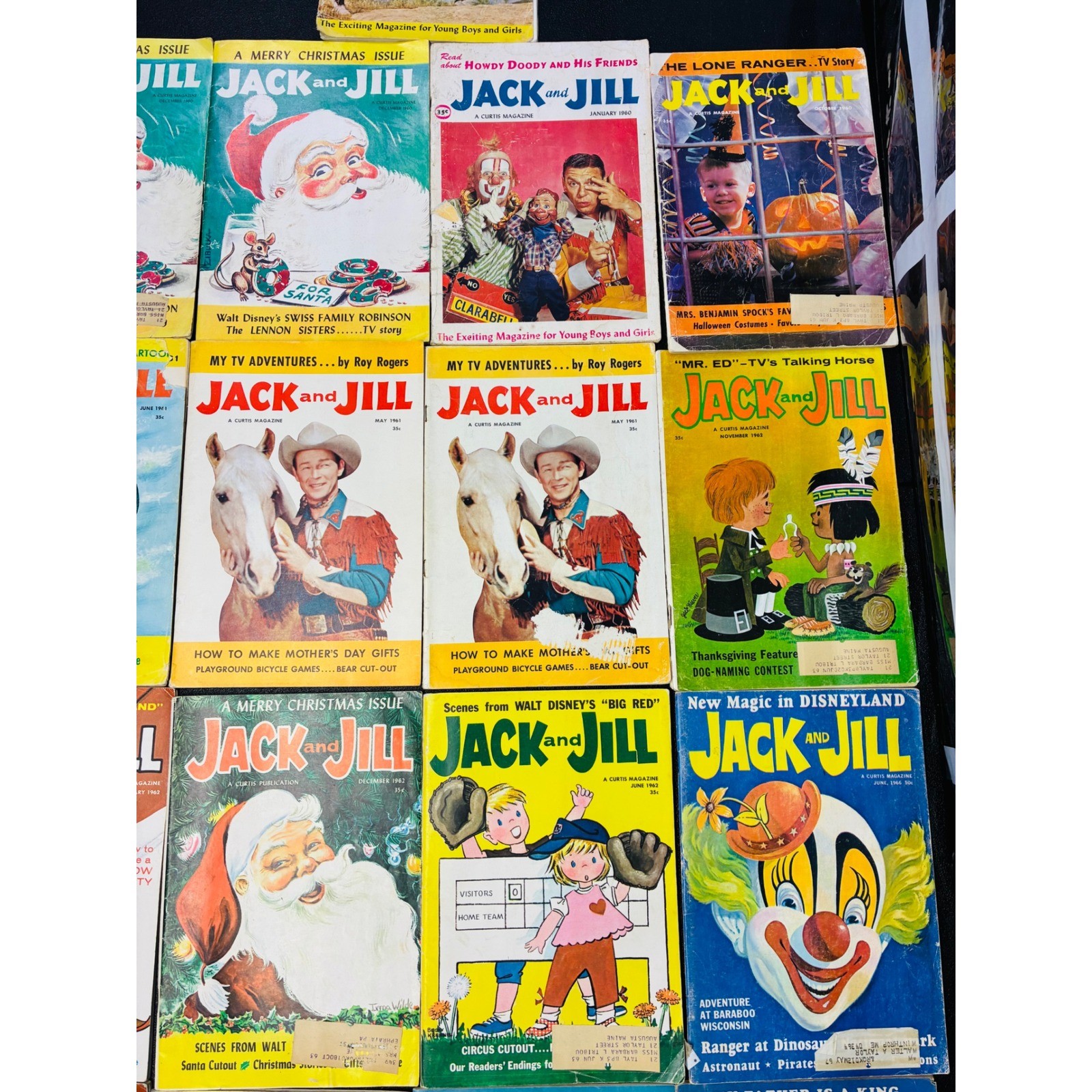 Jack and Jill Magazine Lot 1960-1970 Disney TV Roy Rogers Mr Ed Halloween Xmas