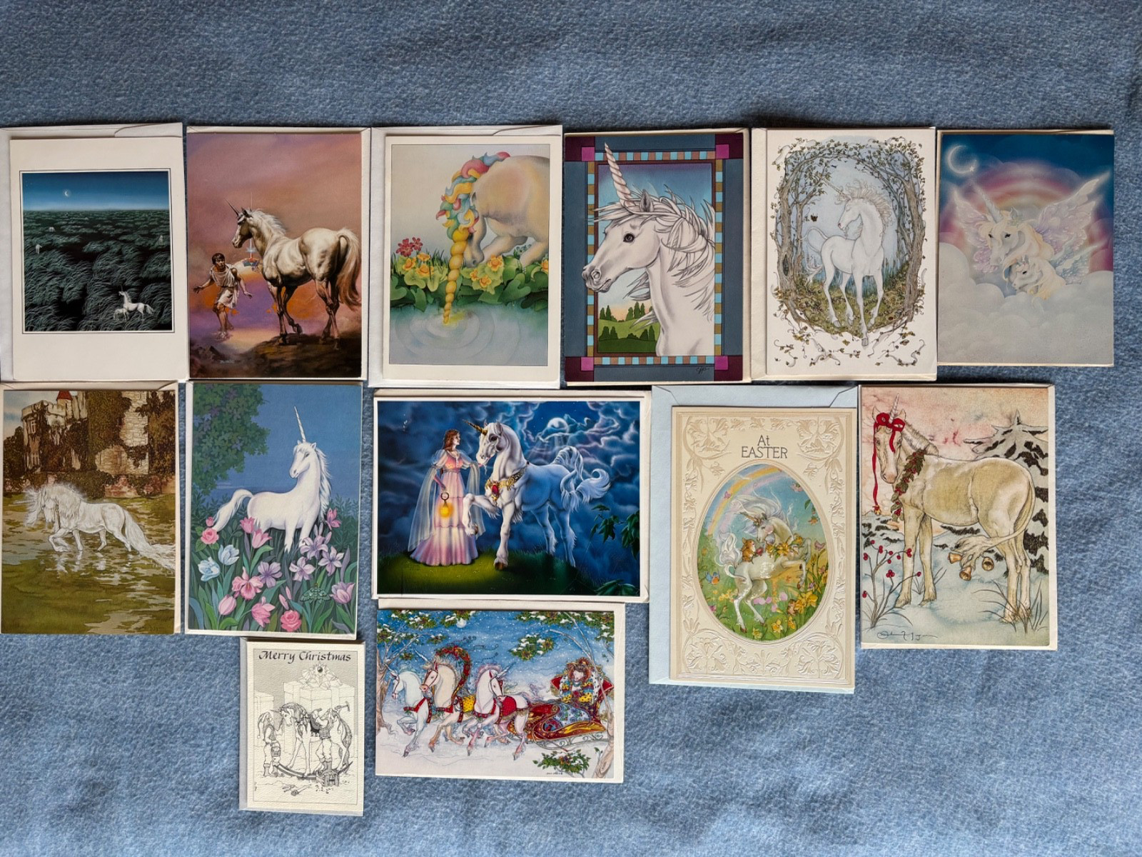 Lot of 13 Assorted Unicorn Greeting Cards, Unused Unsigned with Envelopes