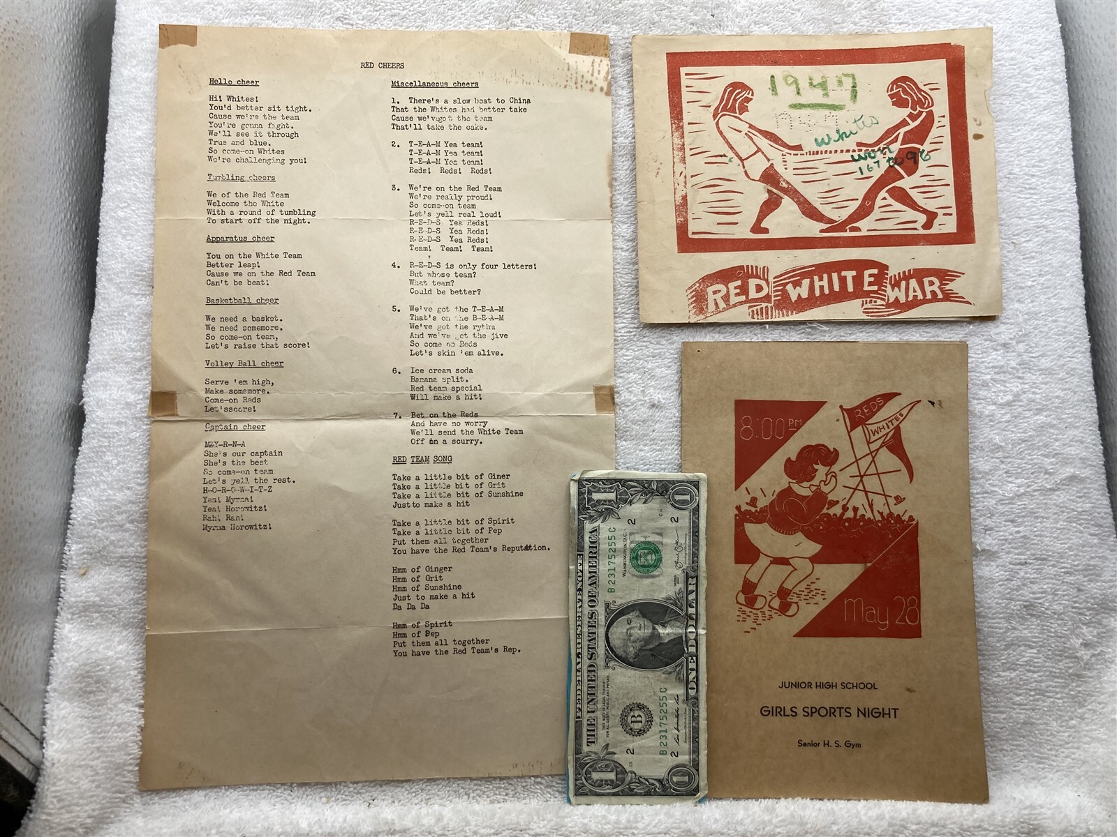 1947 Sports Night Programs Port Washington High School Long Island NY Vtg