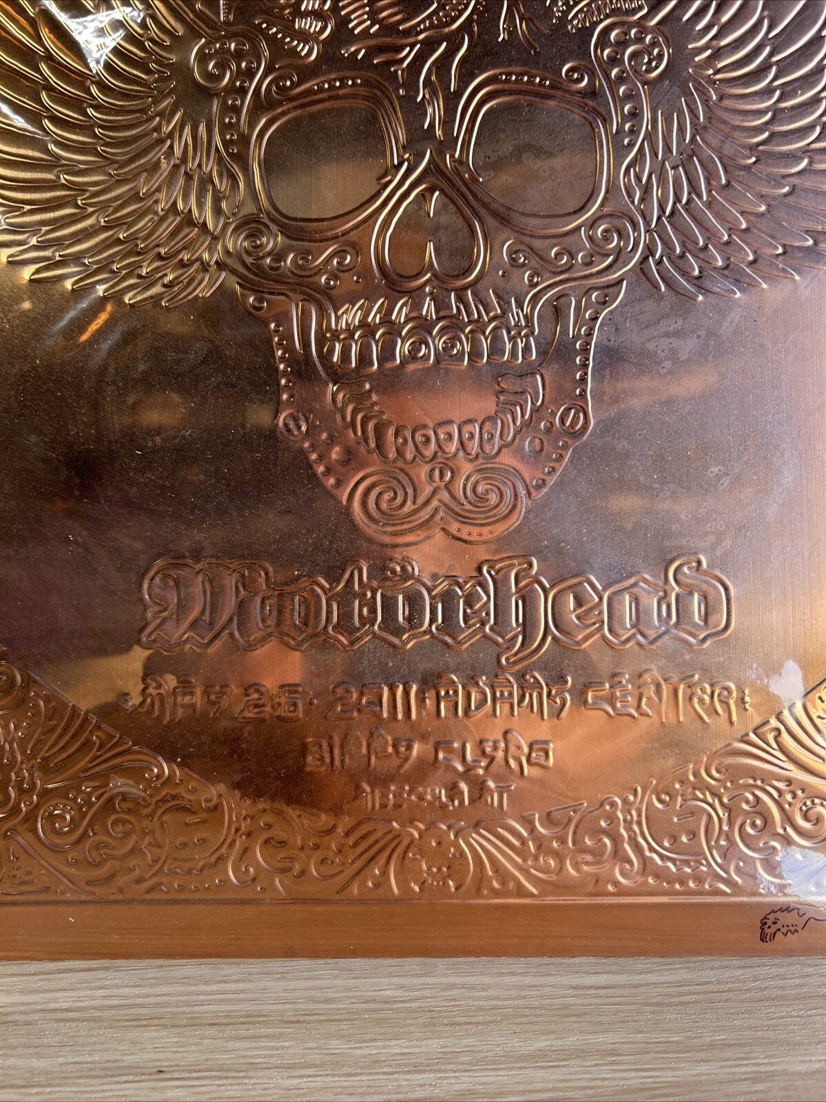 EMEK Metal Foo Fighters & Motorhead Missoula MO 2011 Copper Sheet Poster Signed