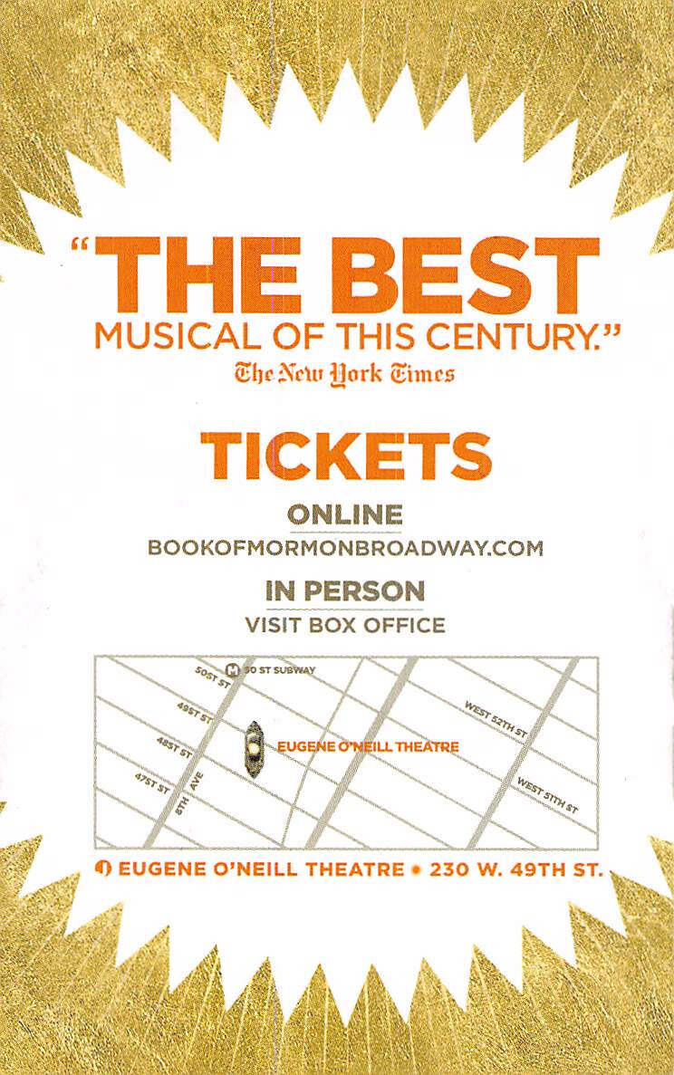 Book of Mormon ad handbill the musical flyer Broadway New York City NYC 2023