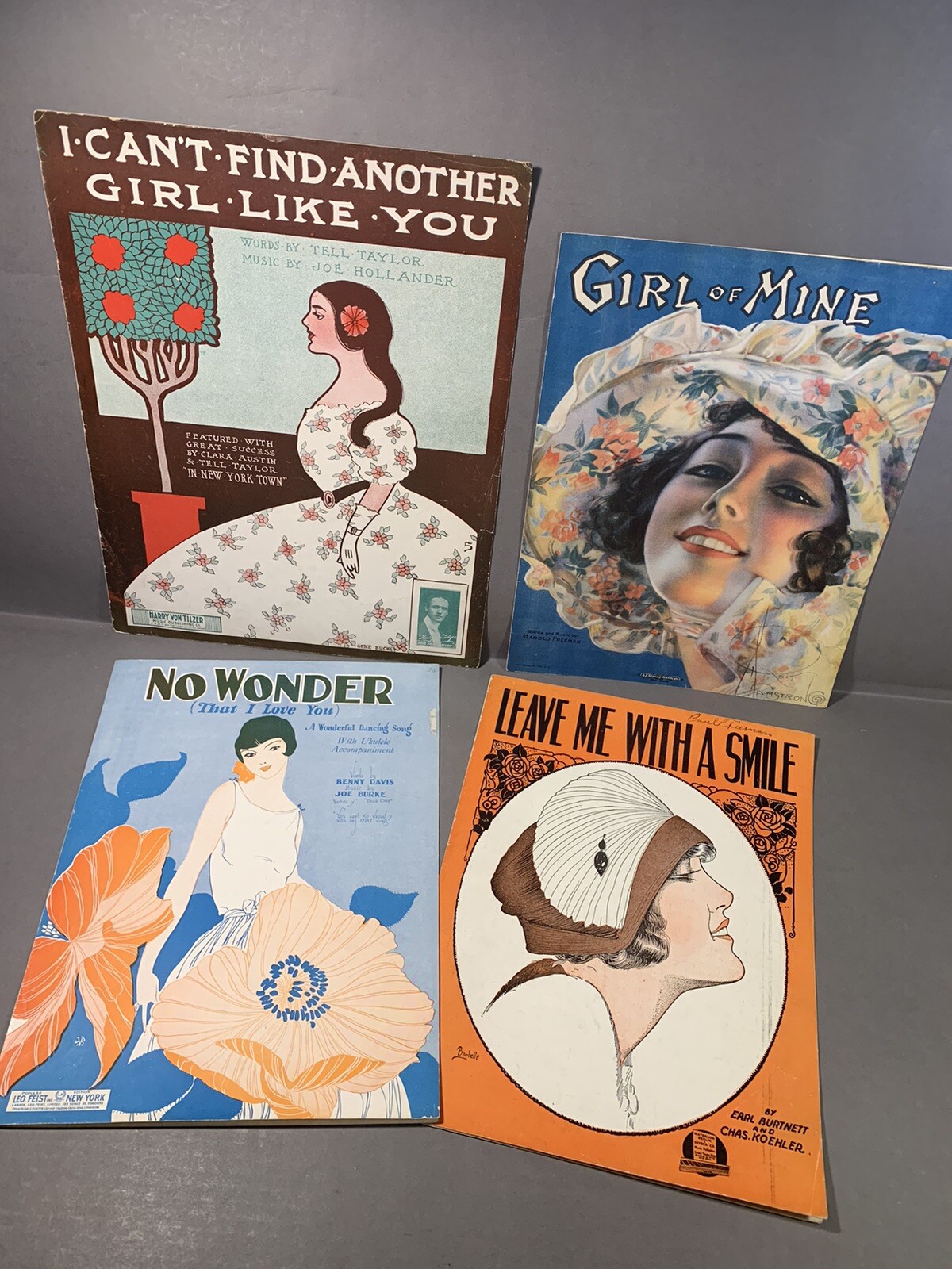 Beautiful Flapper Girl & Deco Girl ART ~ Vintage Sheet Music Lot 1920s & 1930s