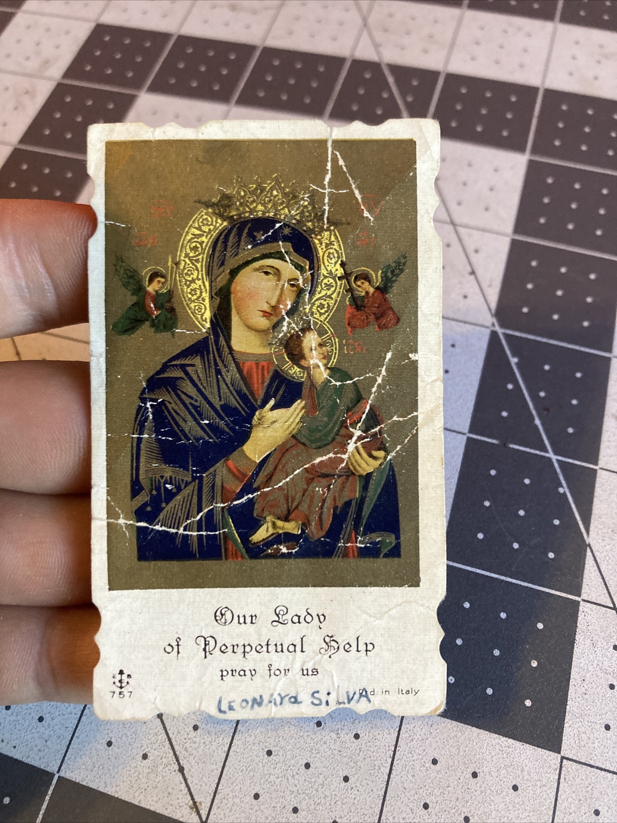 Vintage Our Lady Of Perpetual Help #757 Card Printed in Italy Rare Item!