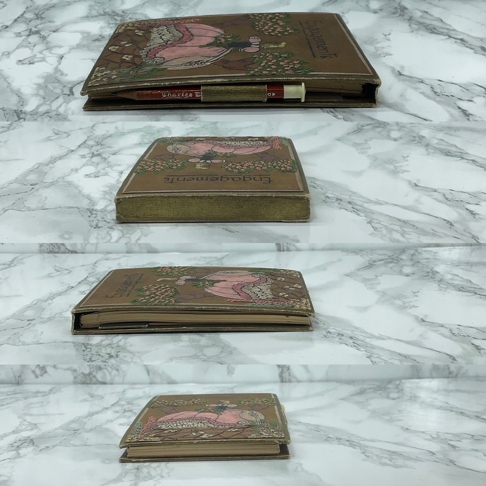 1940s Hand Painted Crinoline Lady Engagement Diary Pad ***READ DESCRIPTION