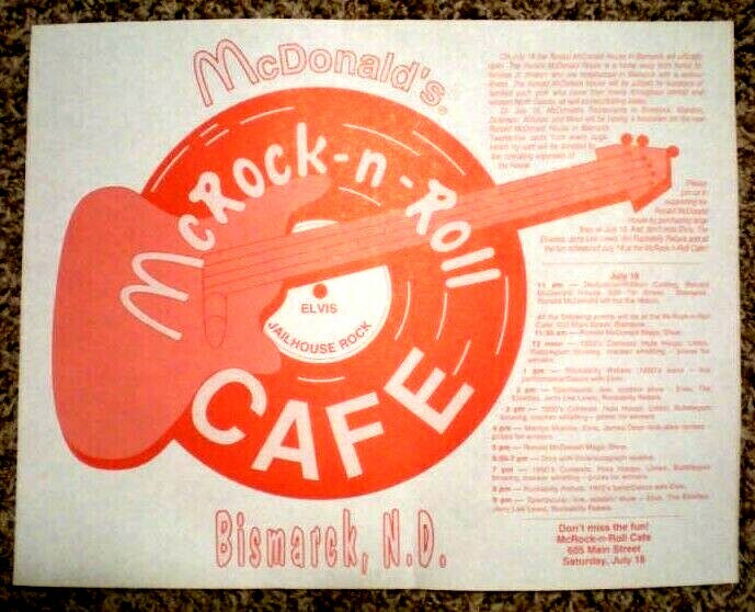 EXTREMELY RARE McDonald’s McRock and Roll Cafe Placemat – BRAND NEW!!