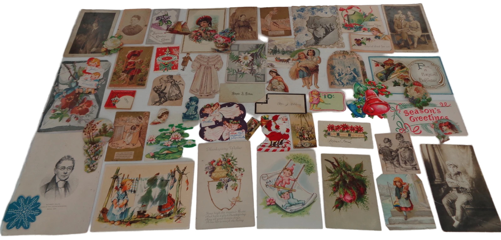 Euphemera Assorted Vintage Paper Photos Cards Postcards Cutouts Lot of 50+