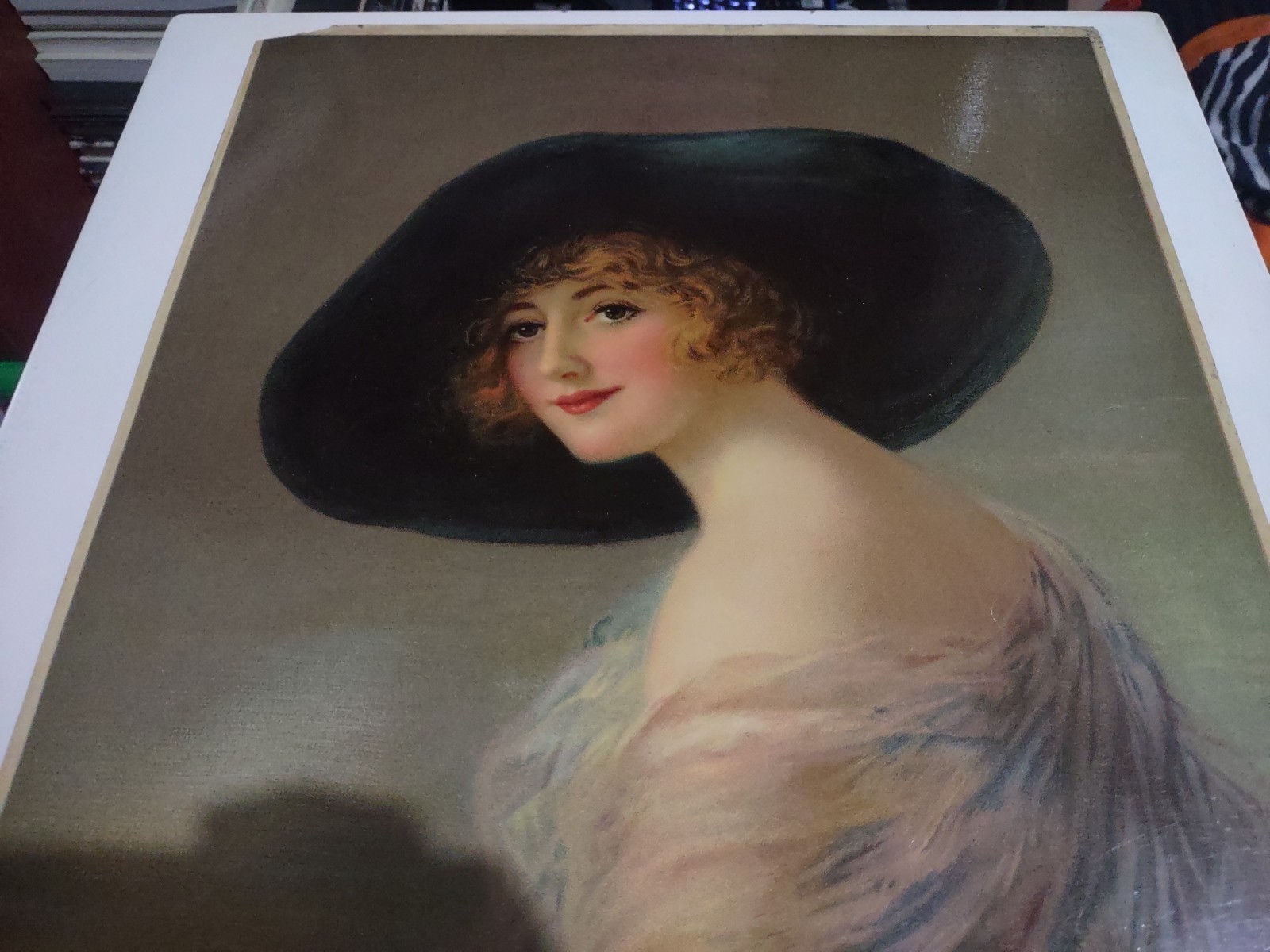 EARLY 1900’S VINTAGE CHROMOLITHOGRAPH PRINT W. HASKELL COFFIN WOMEN W/BIG HAT