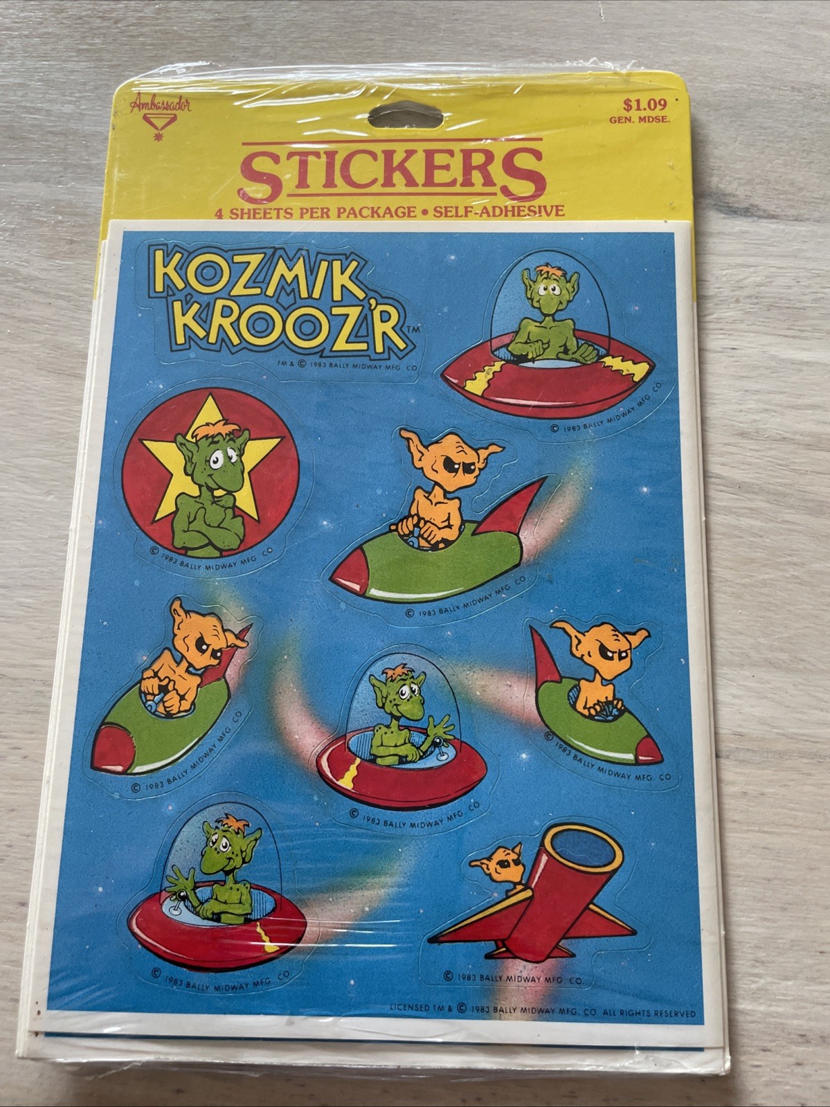 Vintage 1983 Kozmik Krooz’r Ambassador Stickers – 4 Sheets Bally Midway