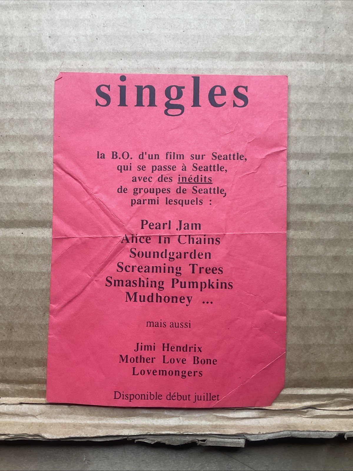Vintage French Pearl Jam Album Flyer Advertisement B48