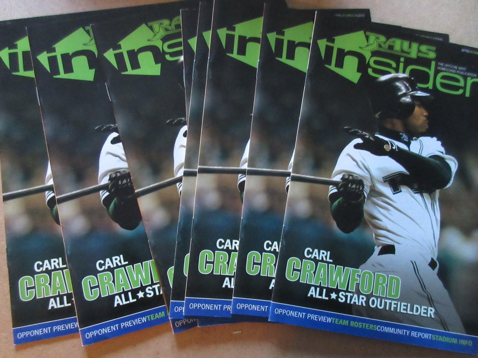 Lot of 8 TAMPA BAY RAYS programs CARL CRAWFORD Rays Insider 2005