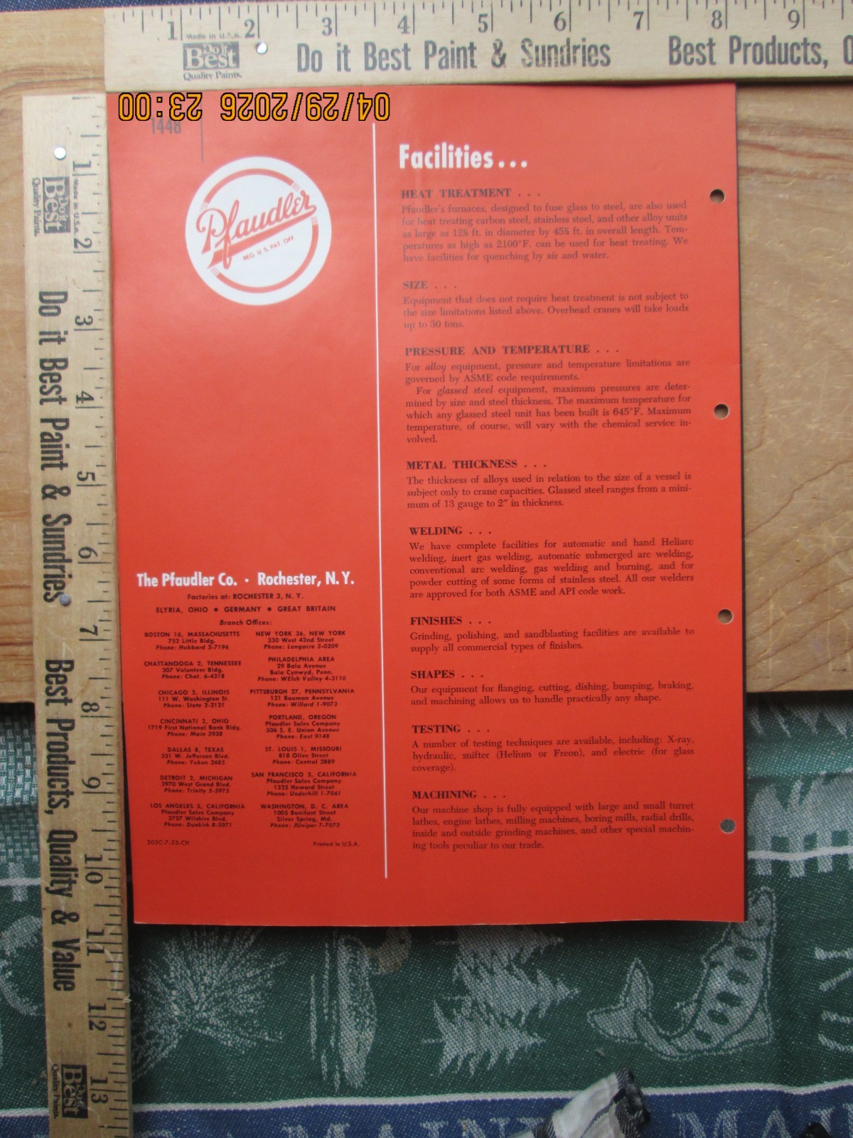 Buyers Guide to PFAUDLER equipment and services brochure 1953