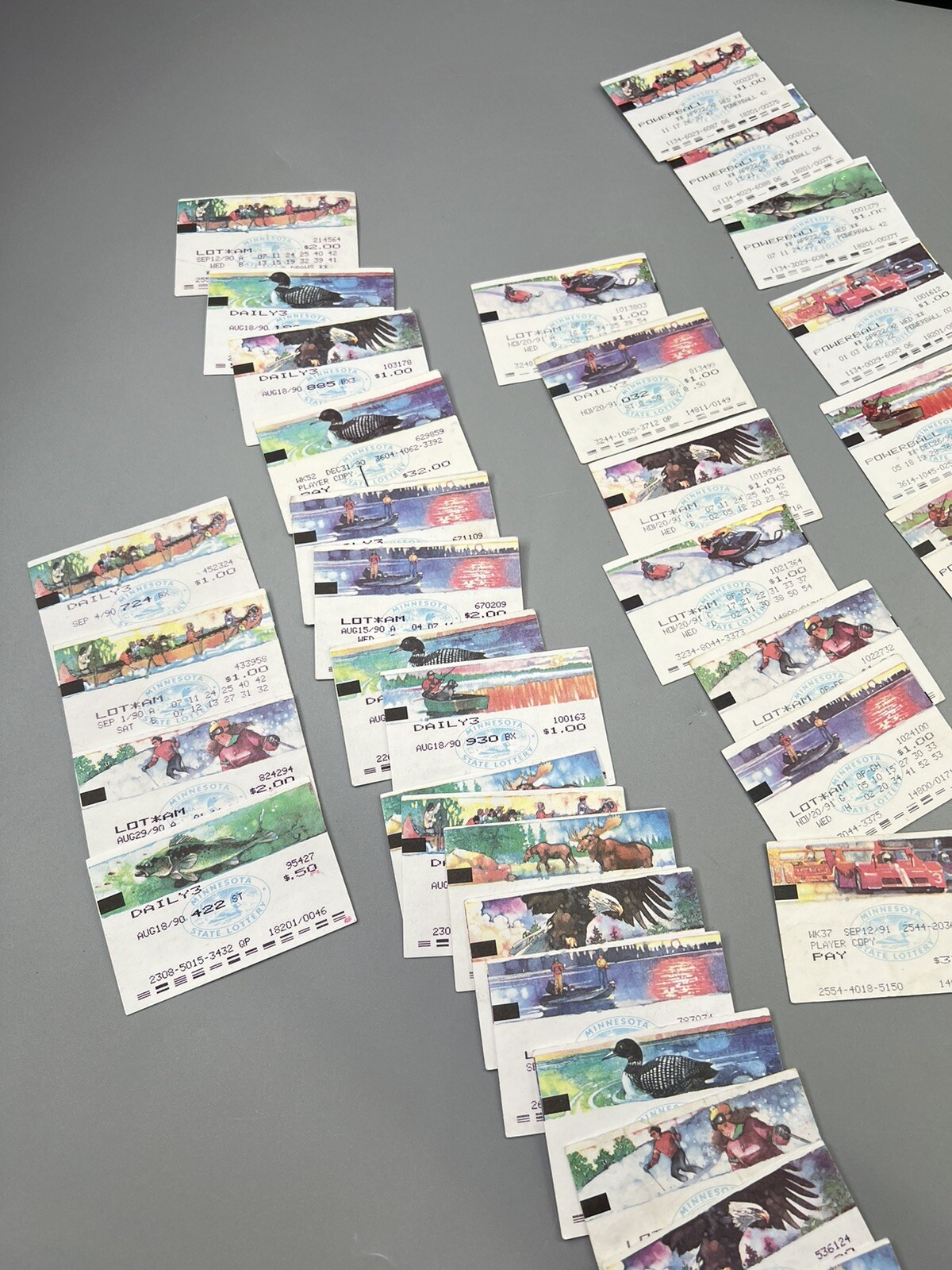 The Very First Minnesota State Lottery Tickets!! Issued in 1990/1991/1992