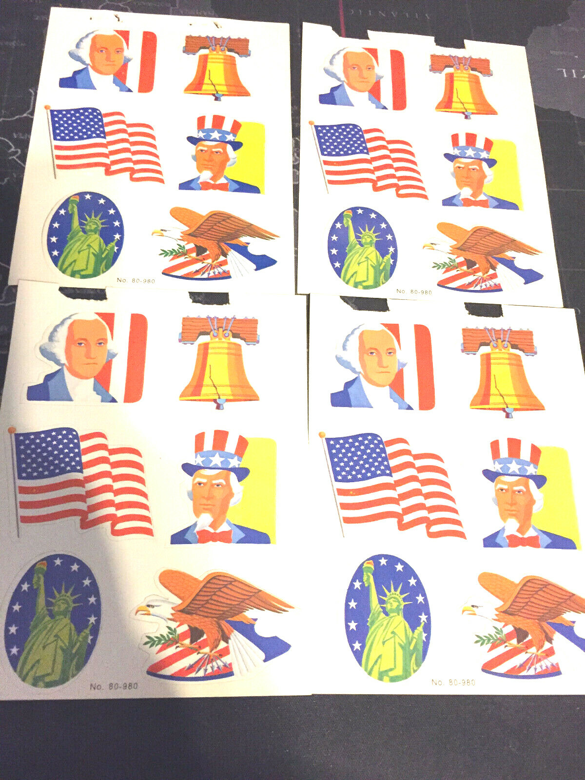 VINTAGE DENNISON AMERICANA STICKERS 4 SHEETS (6 ON EACH SHEET) NOS