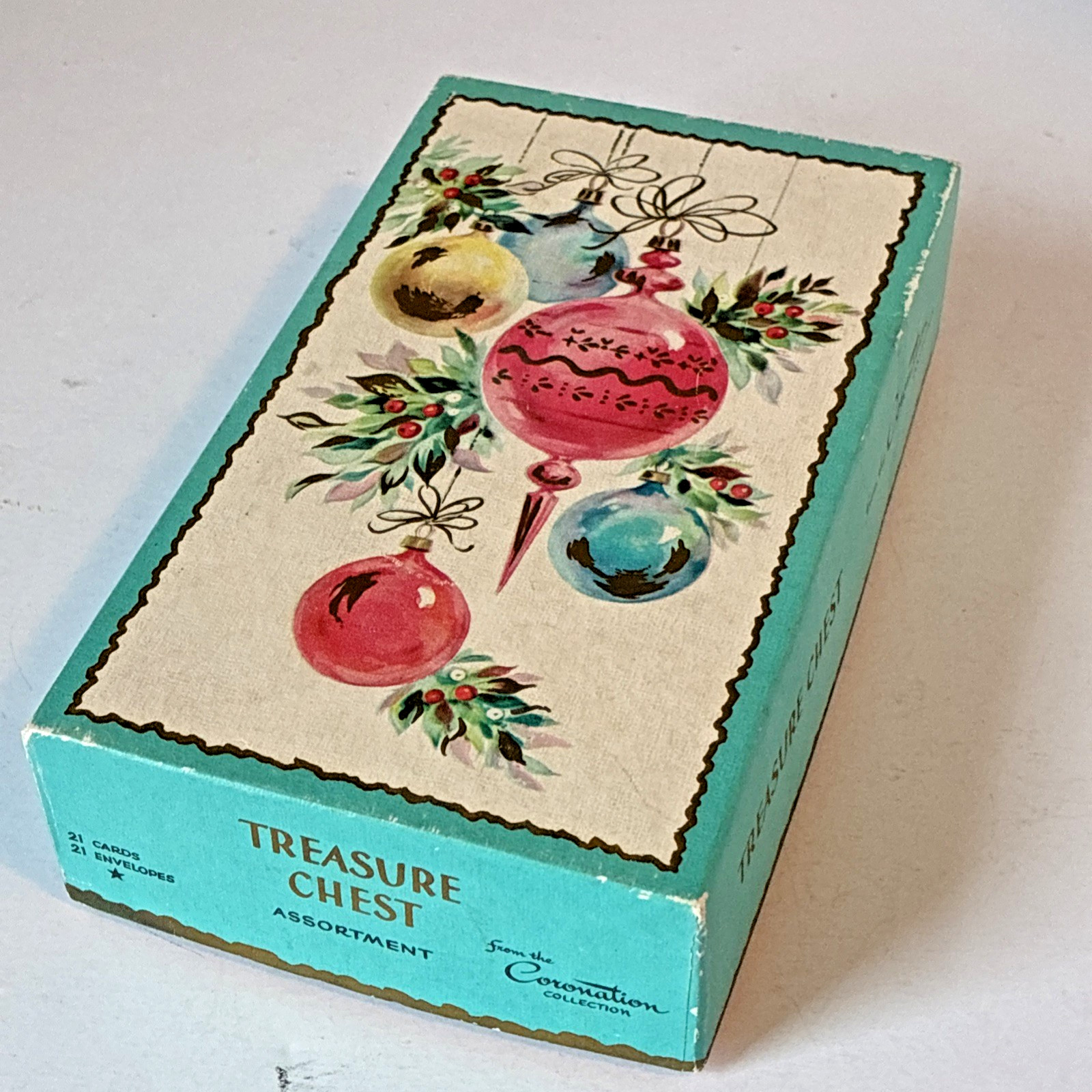 Lot of 2 Vintage Boxes – Outlet Store Candy Box & Coronation Christmas Card Box