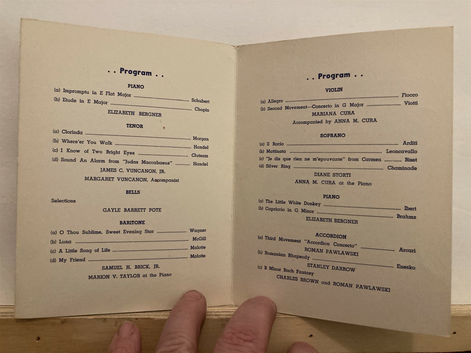 1959 Beethoven Club of Camden Woman’s Club Concert Program New Jersey NJ Vtg