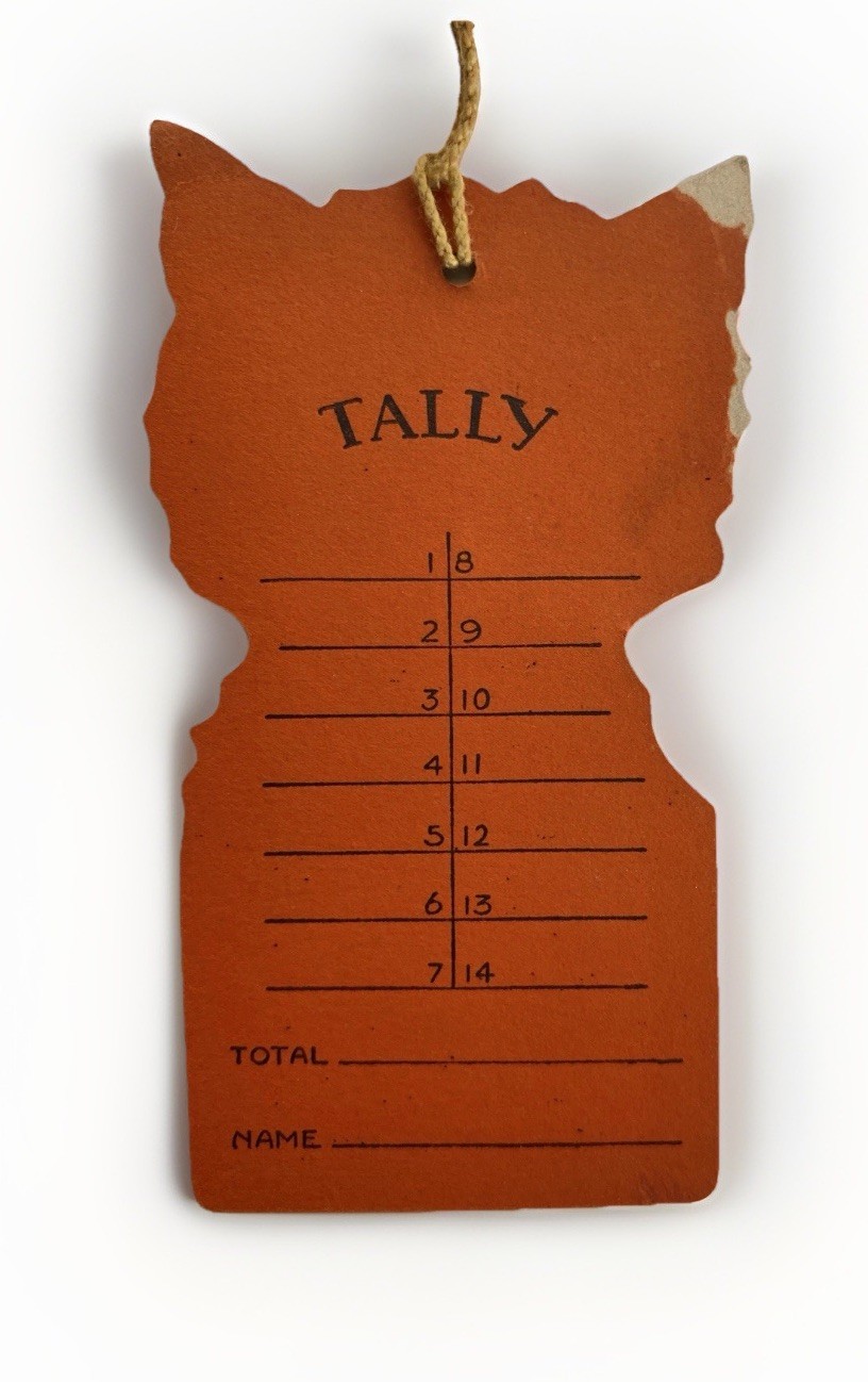 Vintage Halloween Black Cat Bridge Tallies, Set of 4 Die-Cut All Different