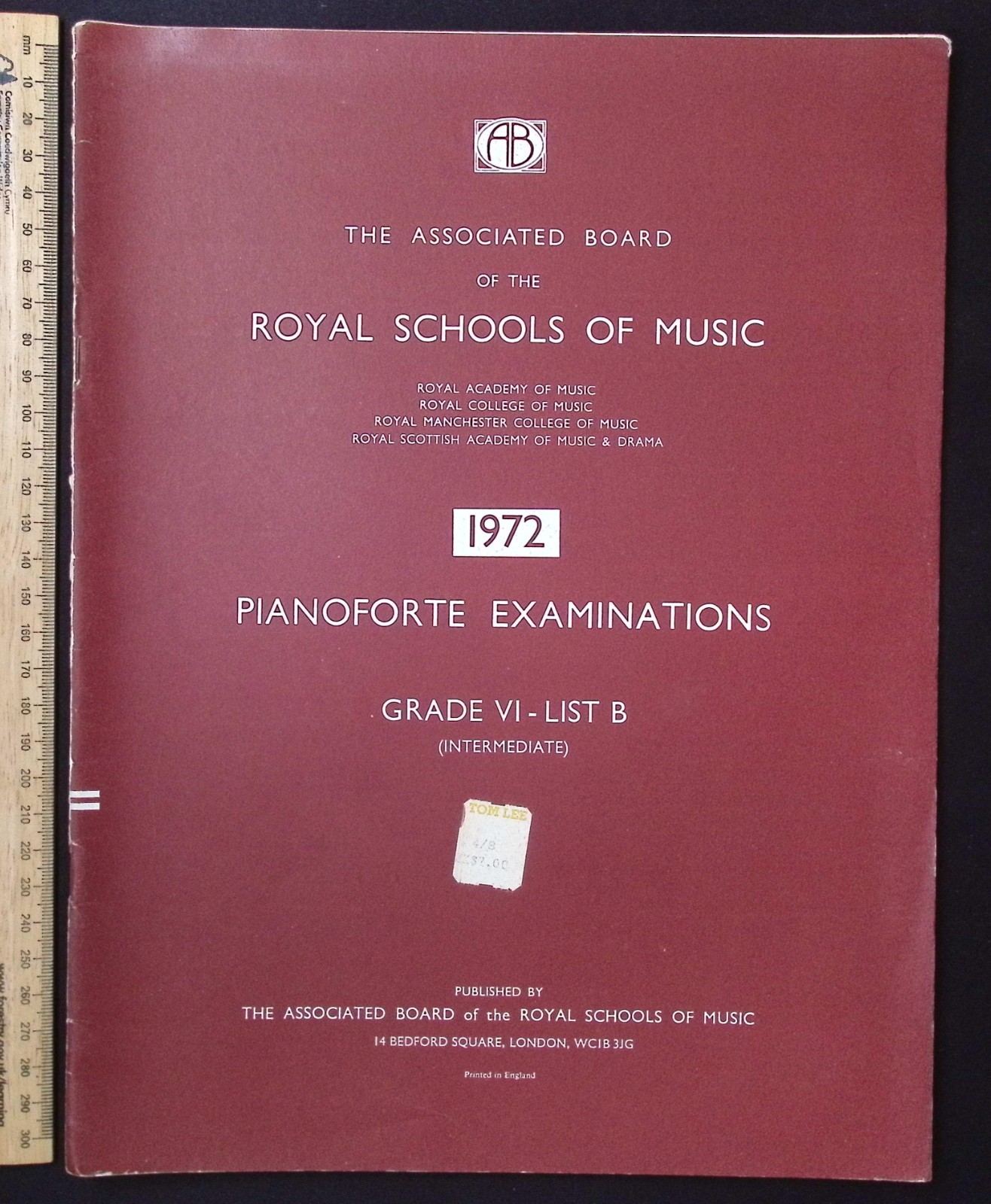 Royal Schools of Music Pianoforte Examinations 1972 Grade VI List B Intermediate