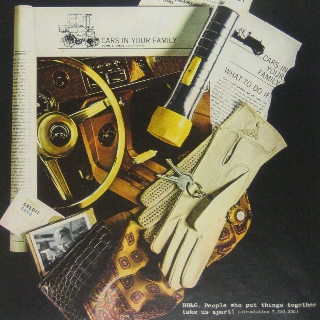 Vintage 1960s Better Homes Gardens Print AD Cars Gloves Keys Flashlight MOD