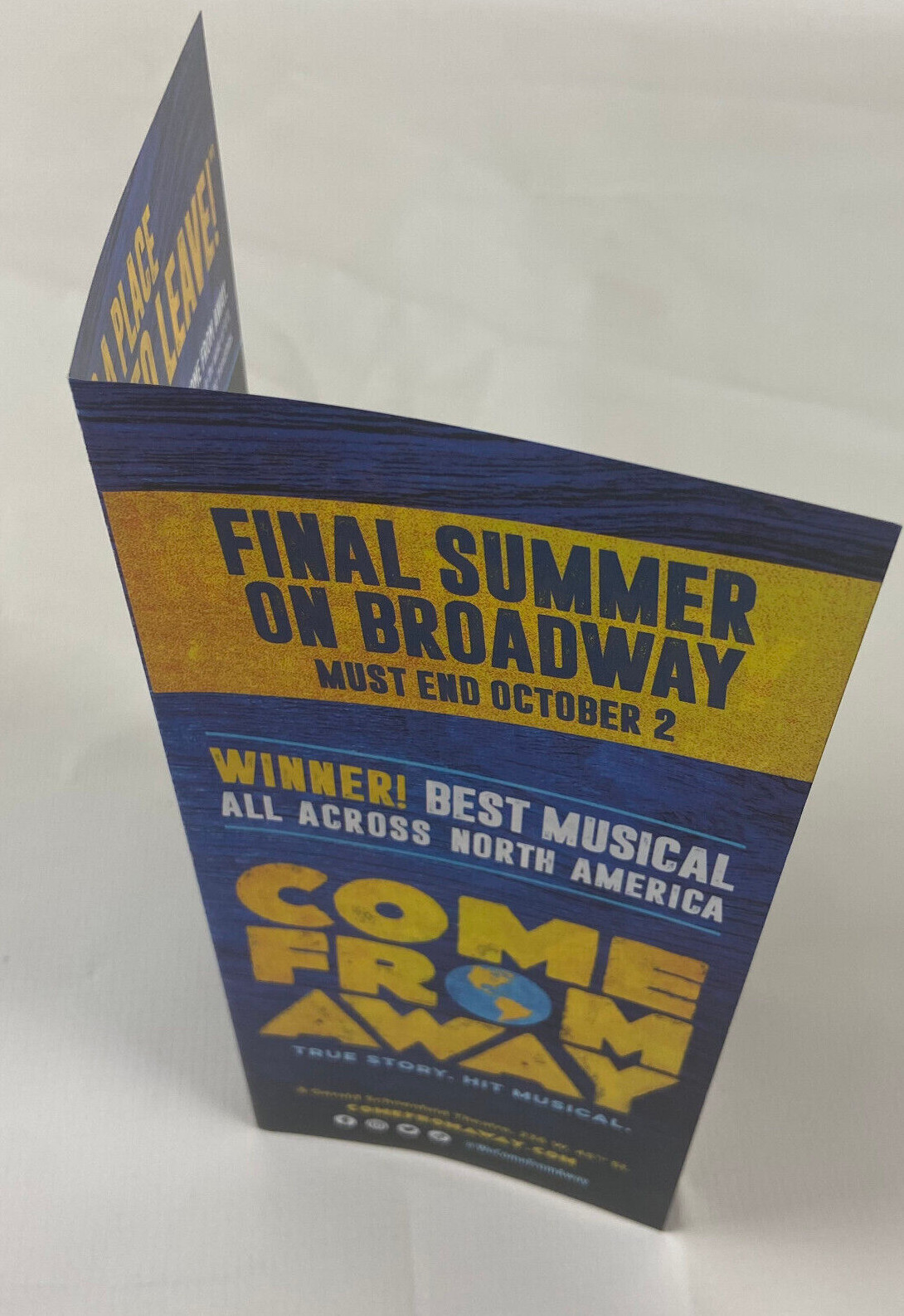 Come from Away Final 2022 Ad Flyer Broadway NYC New York City Advertisement Ads