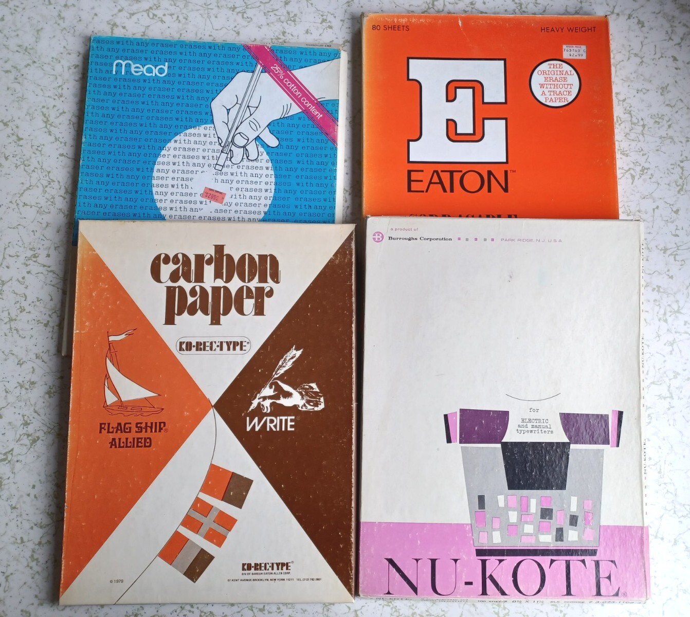 Vintage 8 1/2″ × 11″ Typewriter Paper Carbon/White Lot Of 4 Packages