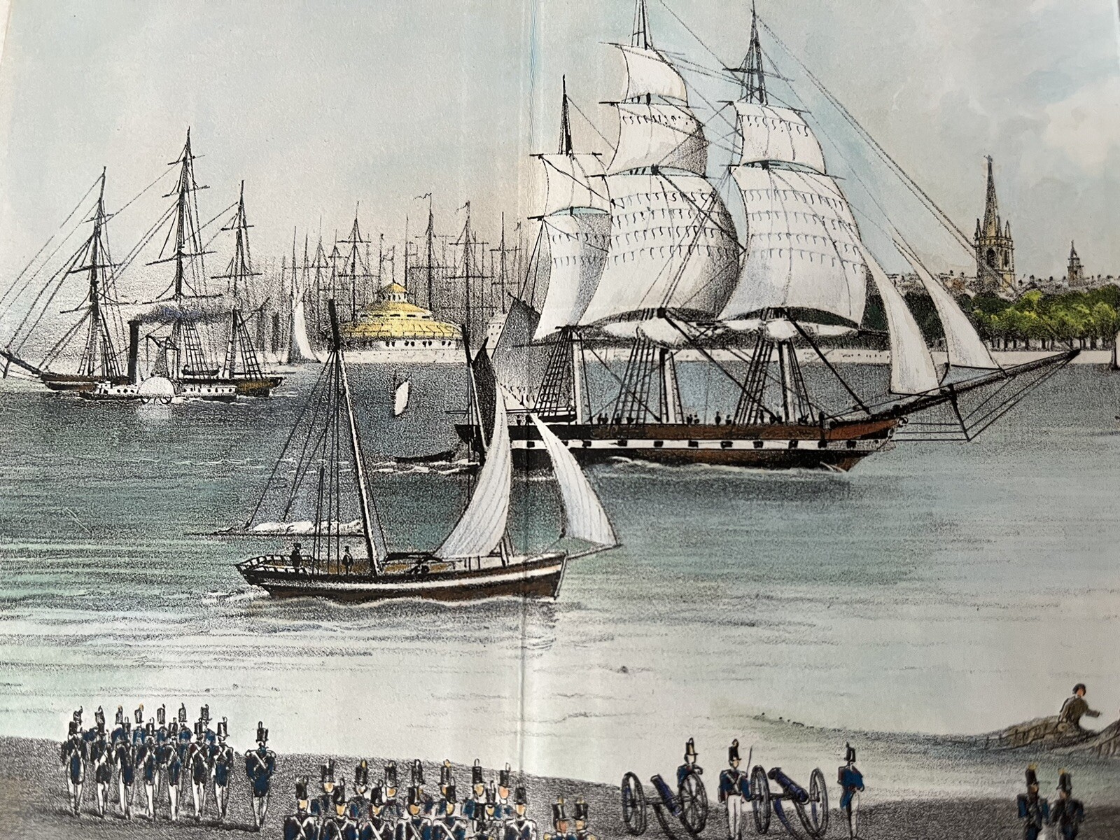 HAND COLORED PRINT GOVERNORS ISLAND, NEW YORK CITY, FROM 1860 VALENTINE’S MANUAL
