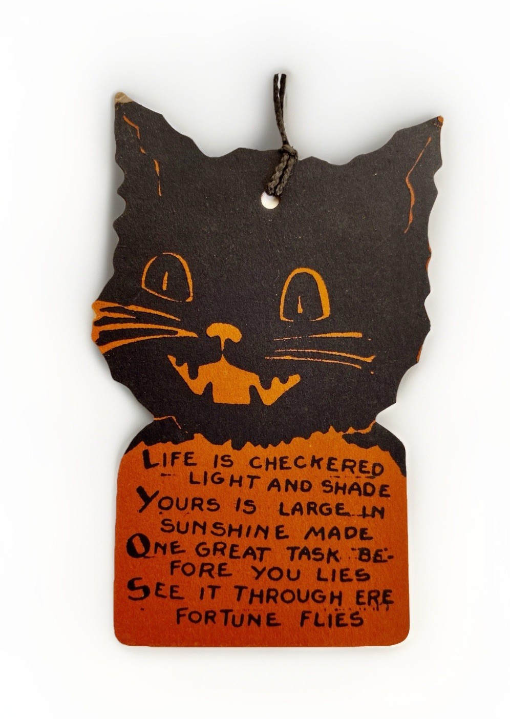 Vintage Halloween Black Cat Bridge Tallies, Set of 4 Die-Cut All Different