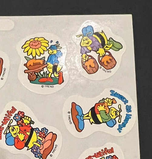 Vintage TREND Scratch & Sniff Stinky Sticker Sheet Die Cut HONEY BEE Scent HTF