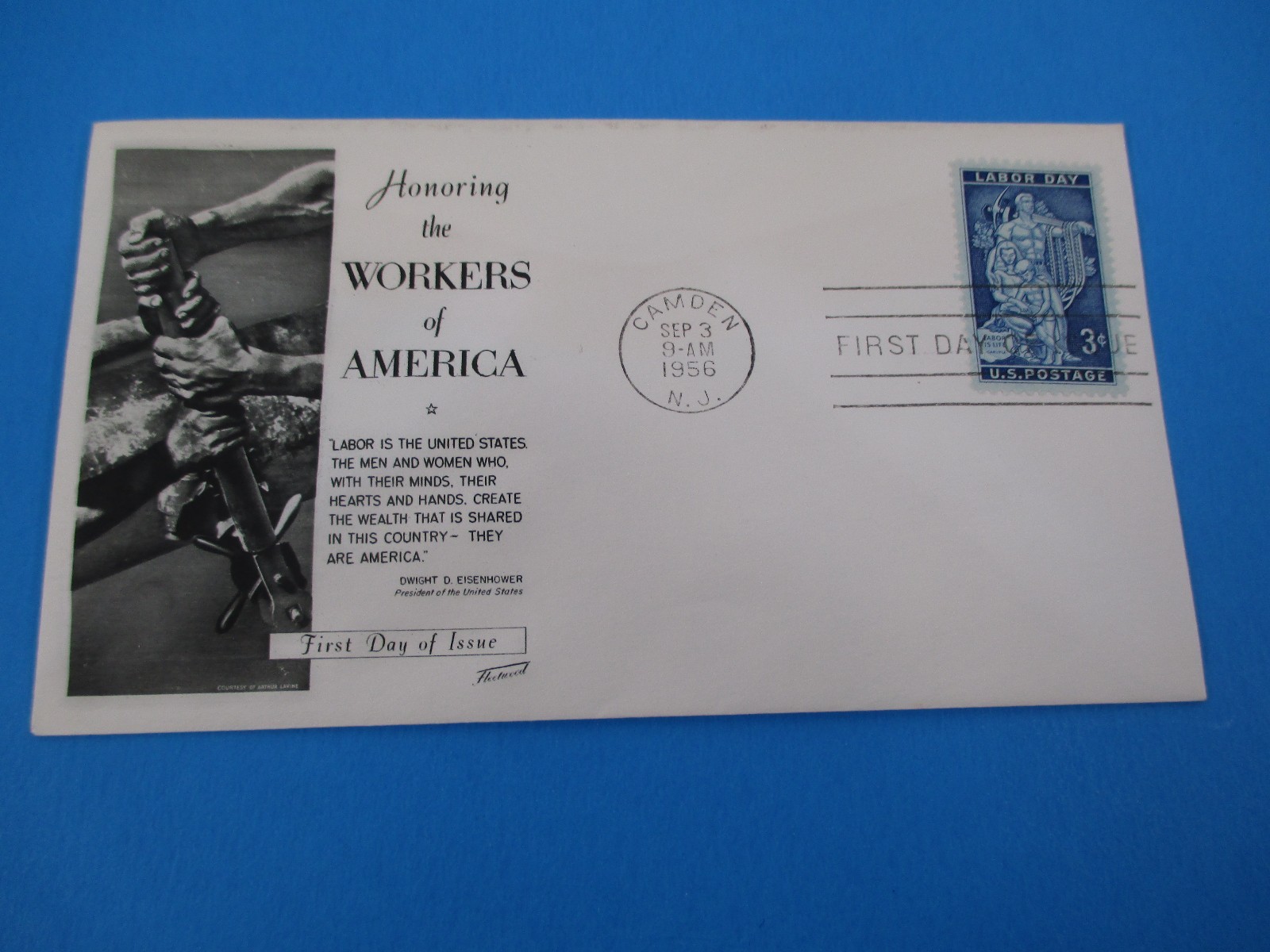 1956 Honoring The Workers Of America Camden New Jersey FDC S2925
