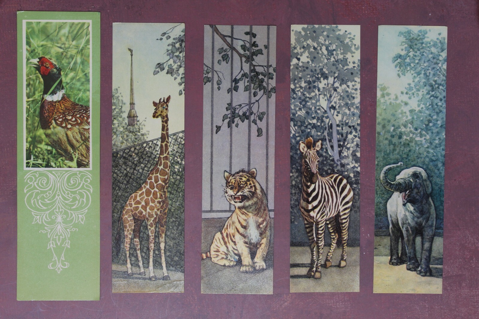 Leningrad ZOO Birds artist AMINOV Bookmarks USSR 1965 FULL Set 8 + BONUS🐦