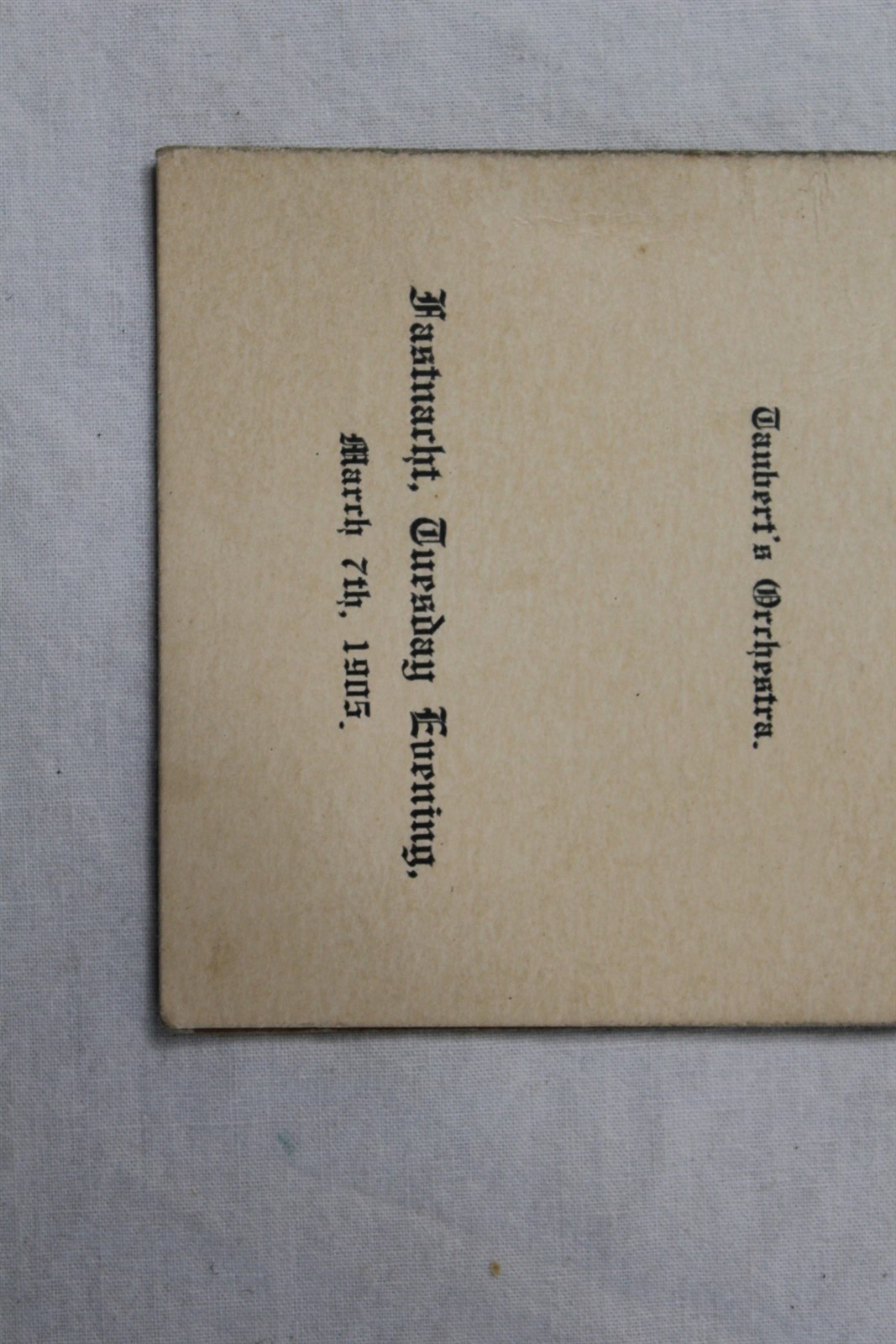 Antique Dance Record Card The Silver Bell Benefit Club Taubert’s Orchestra 1905