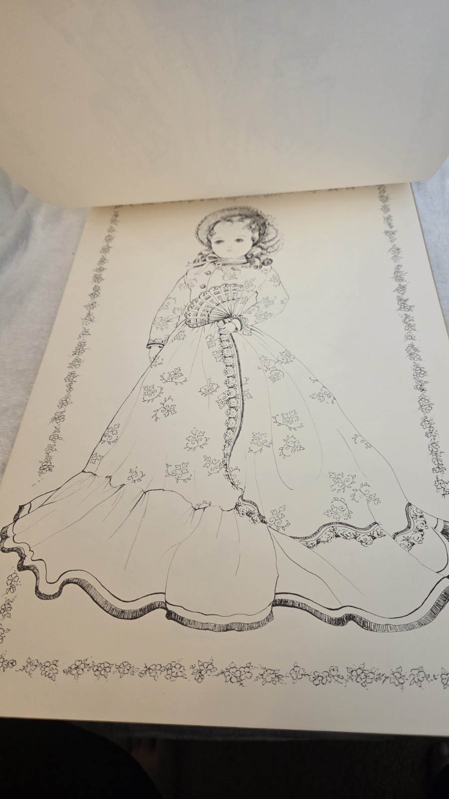 Vtg Kim’s Antique Dolls Coloring Book Red Farm Studio 12×18.5 Unused