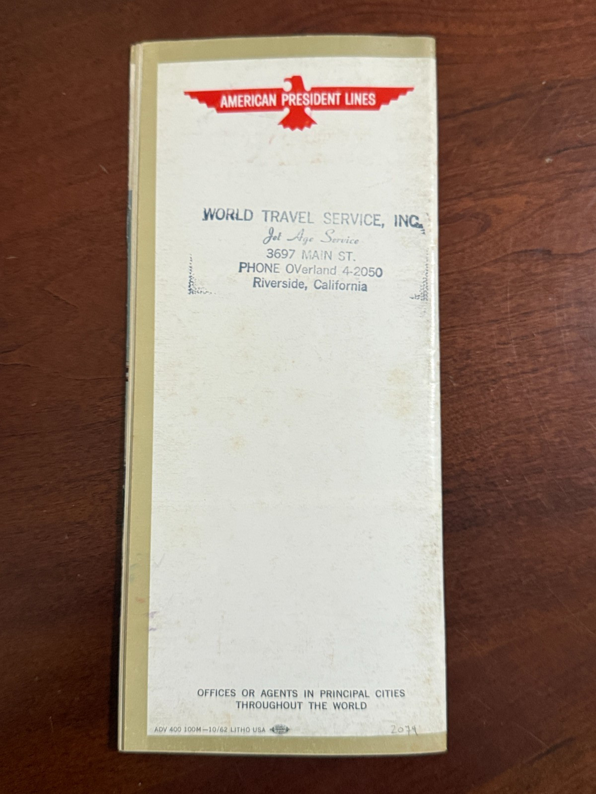 AMERICAN PRESIDENT LINES S.S President Roosevelt Brochure 1962