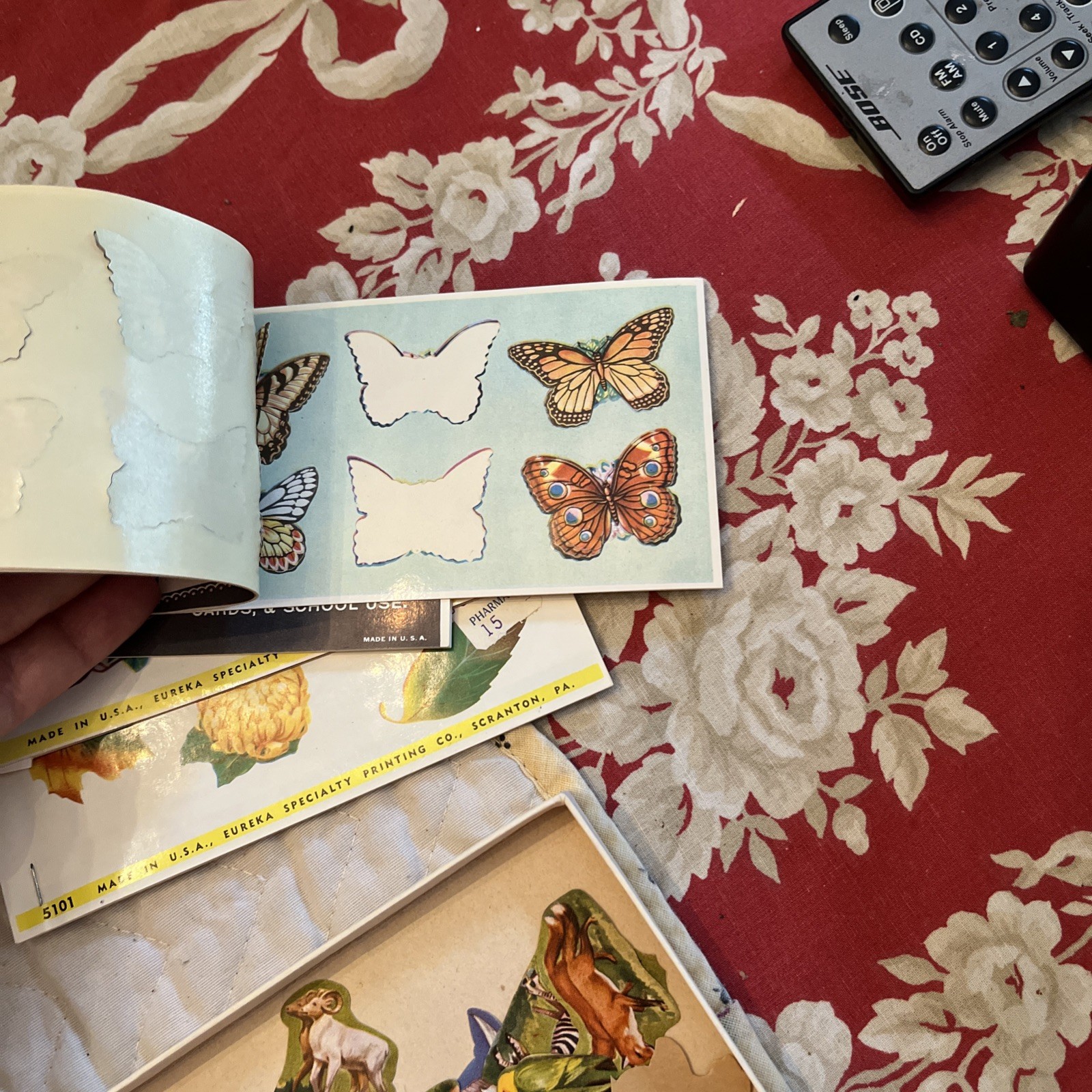 Vintage Gummed Seals Eureka Dennison Seasonal Butterflies Birds Stars Lot