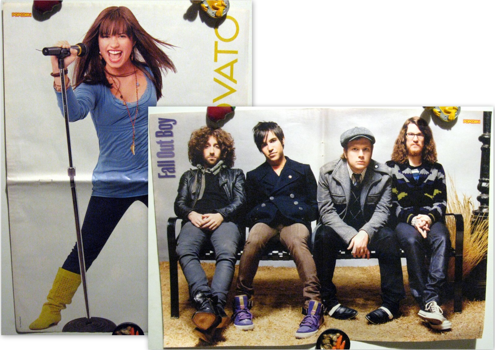 Demi Lovato / Fall Out Boy band two-sided magazine poster A3 16×11