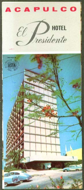 Acapulco El Presidente Hotel Mexico City folder 1958