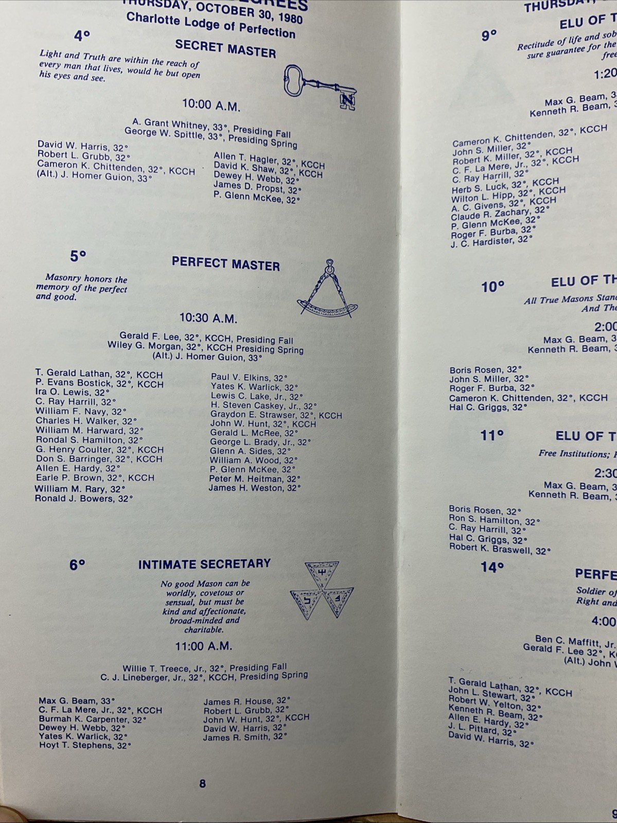 30 Oct-1 Nov 1980 Benoit-mills Memorial Class Fall Reunion Freemasonry Nc B73