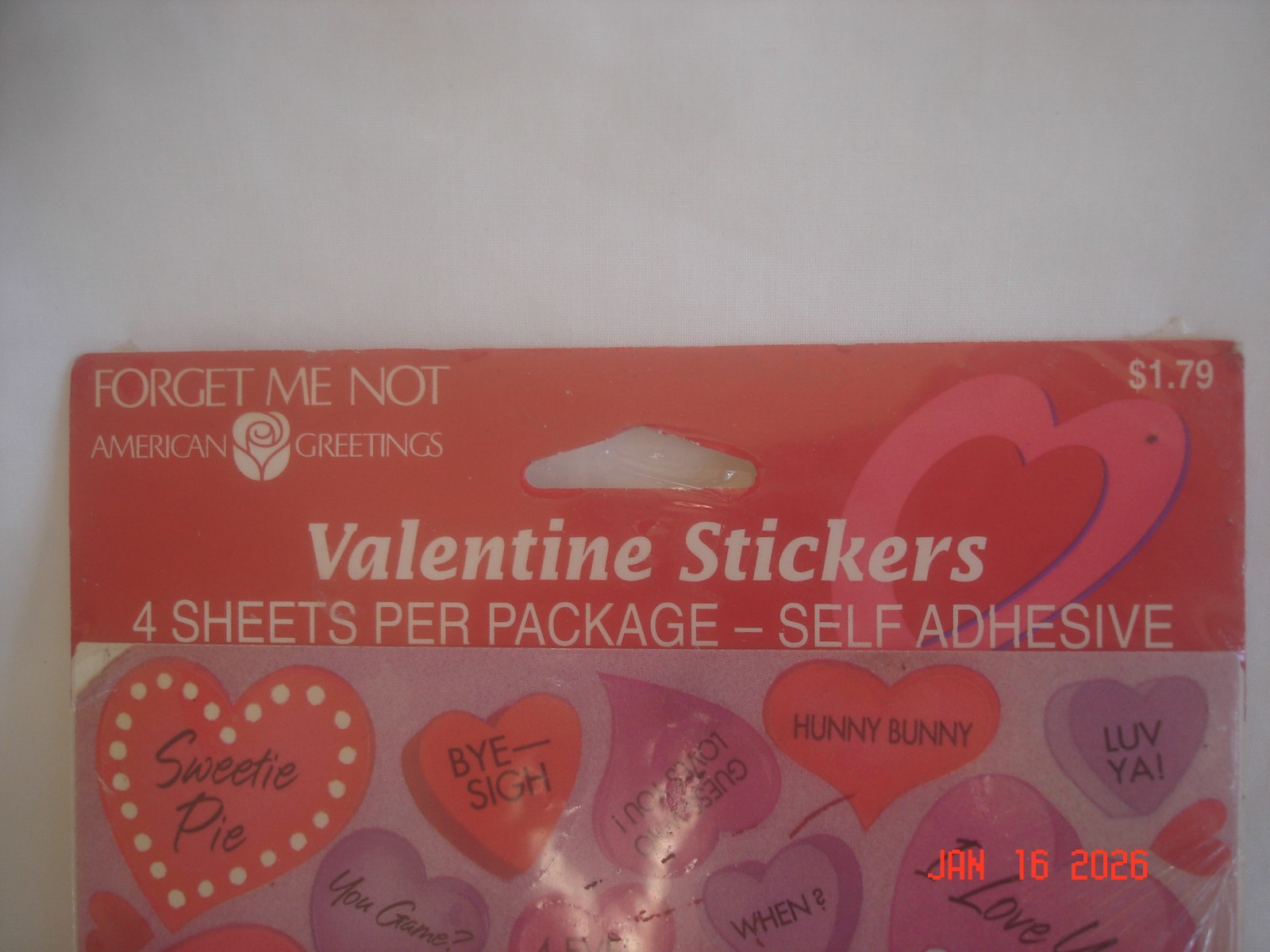 SEALED PKG. Vtg. AMERICAN GREETINGS VALENTINE STICKERS 4 Sheets MADE U.S.A.