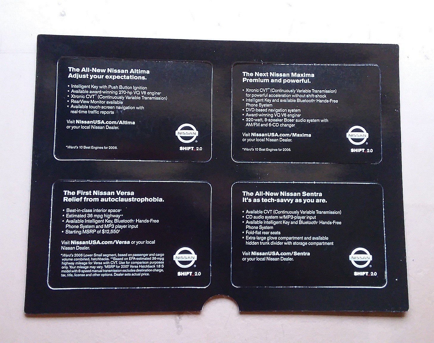 2007 Nissan Lenticular Motion Photo Trading Card x4 Maxima Altima Sentra Versa