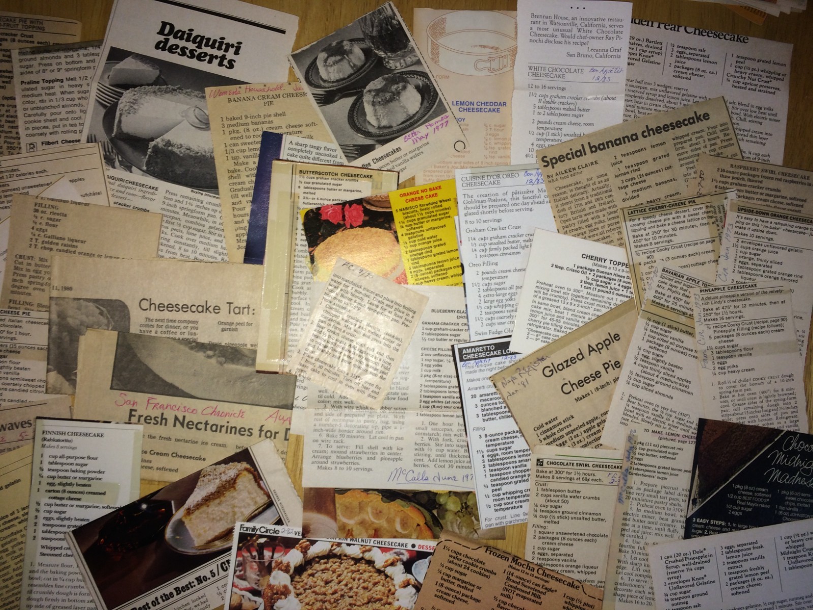 Cheesecakes only! 1960-1970 Recipe Box Recipes over 200!!! Clipped / Handwritten