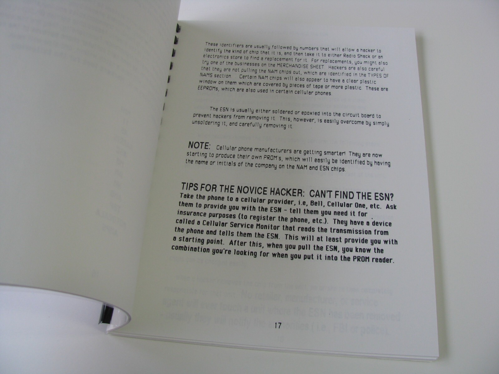 1 Vtg 1992 Cellular Telephone Modification Handbook Published by Spy Supply Book
