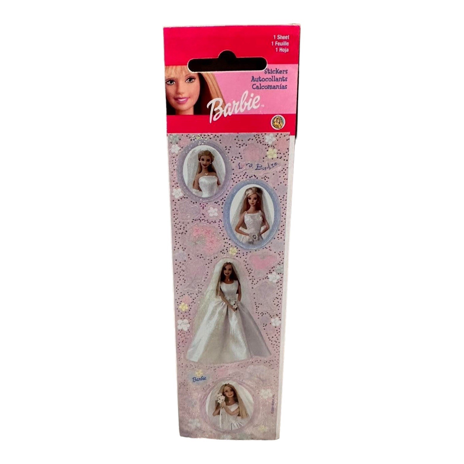 Sealed vintage 2000 SandyLion Barbie Doll stickers bride Barbie in wedding dress