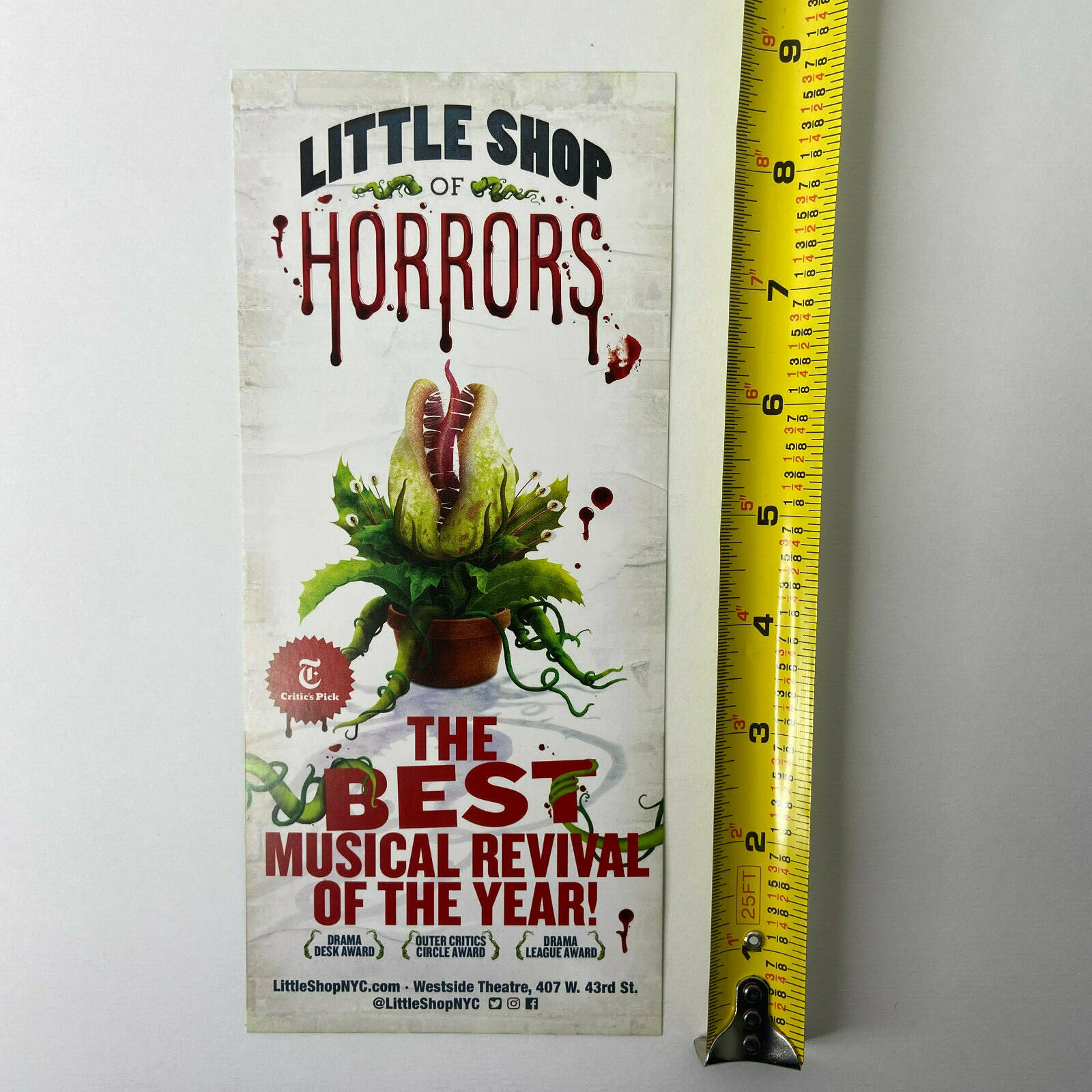 Little Shop of Horrors PROMO AD FLYER HANDBILL NEW YORK CITY NYC BROADWAY 2022