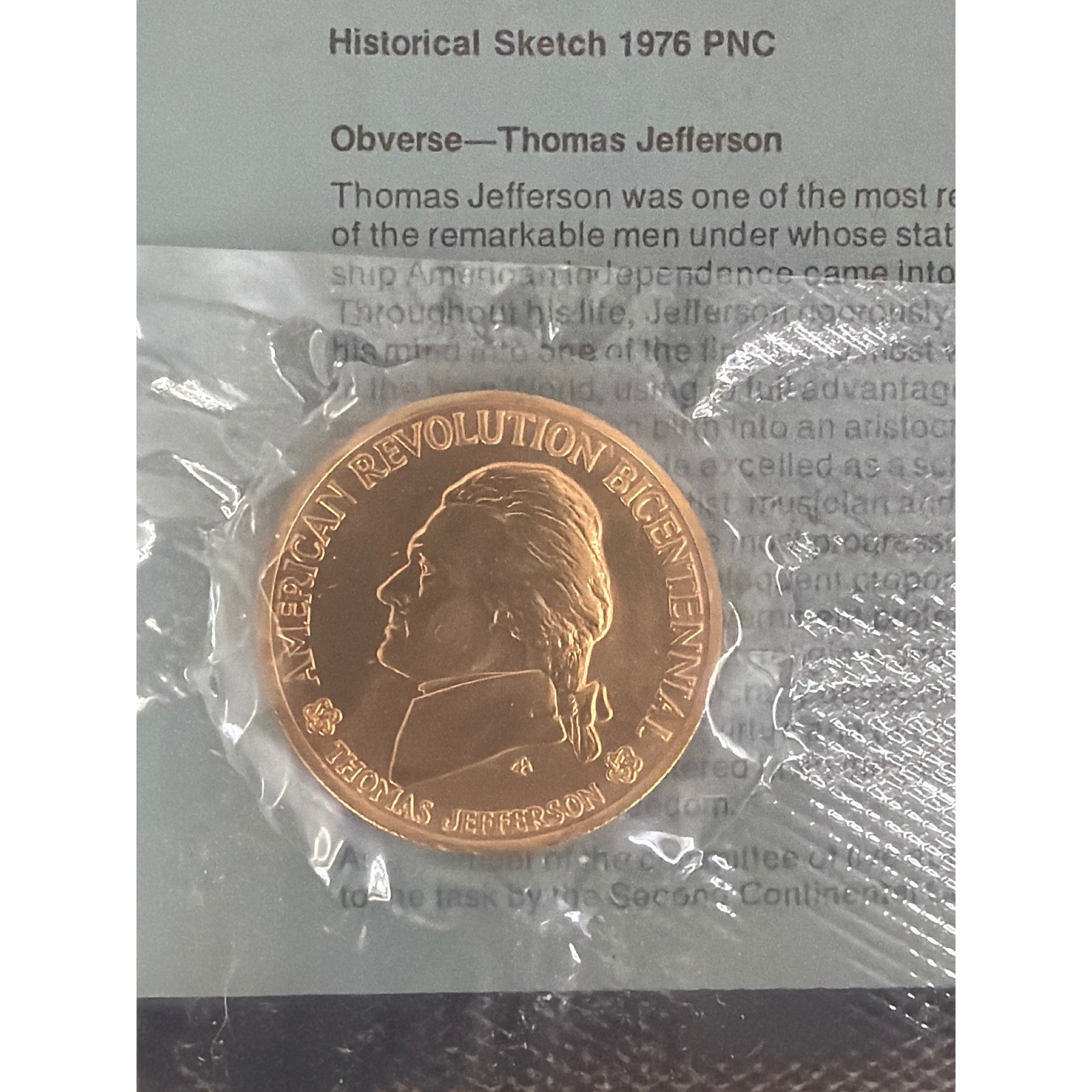 1976 American Revolution Bicentennial Cover Medals Washington & Jefferson