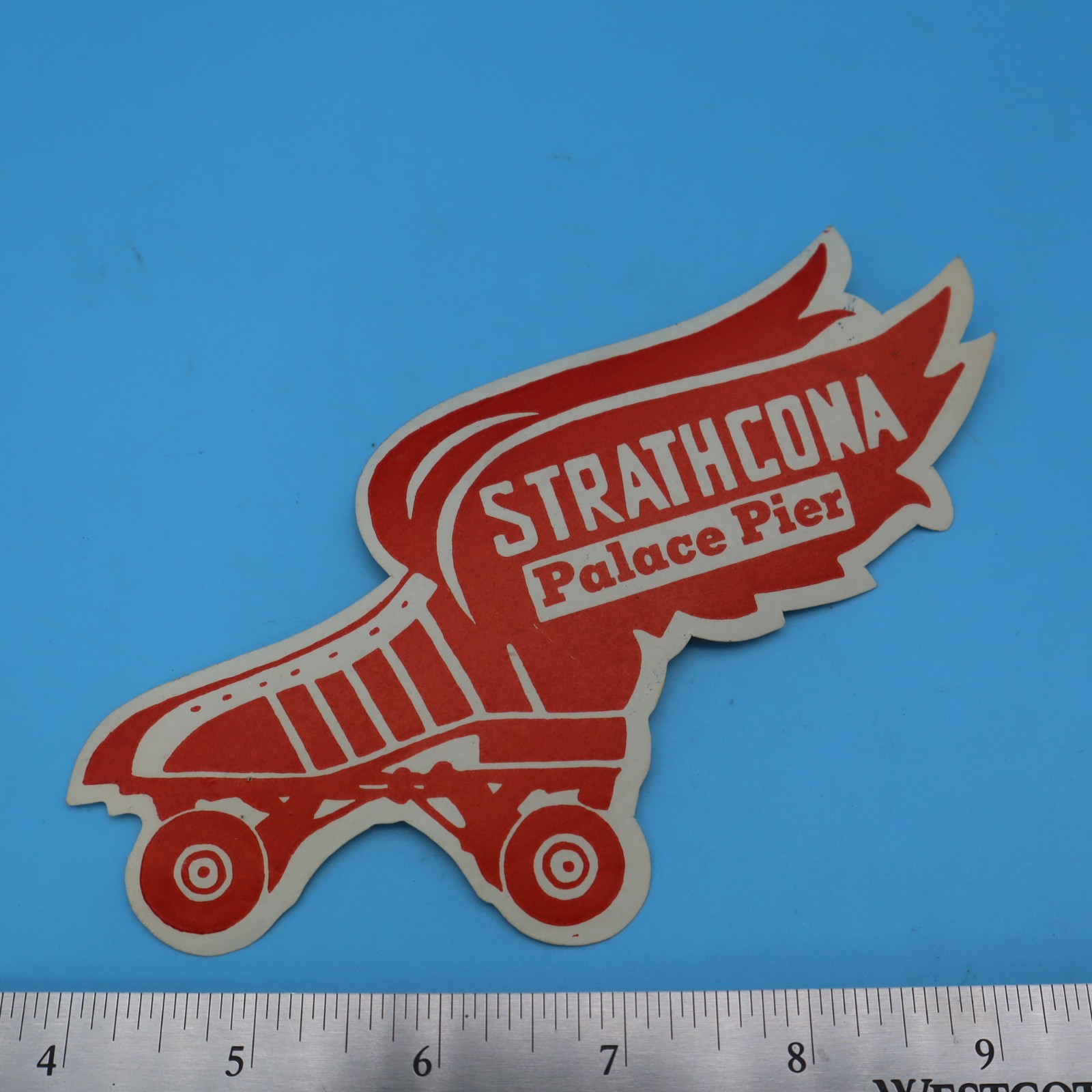 STRATHCONA PALACE PIER – 1940s Vintage Roller Skating Rink Sticker Label Decal