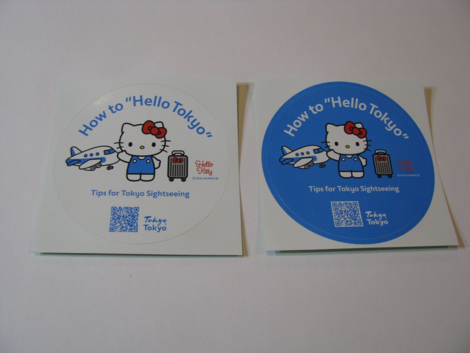White & Blue 2pc Pair of How to Hello Kitty Tokyo Japan Tour Tips Sticker Decals