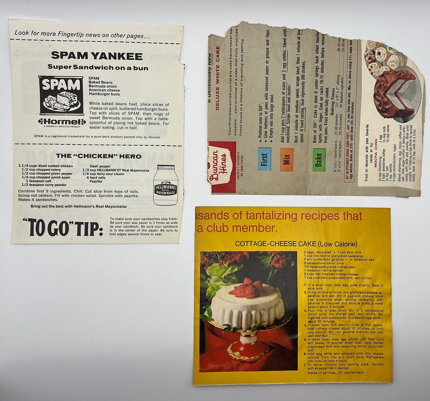 Vintage Lot of 9 Magazine Recipes Ephemera Print Ads 1940s to 1980s
